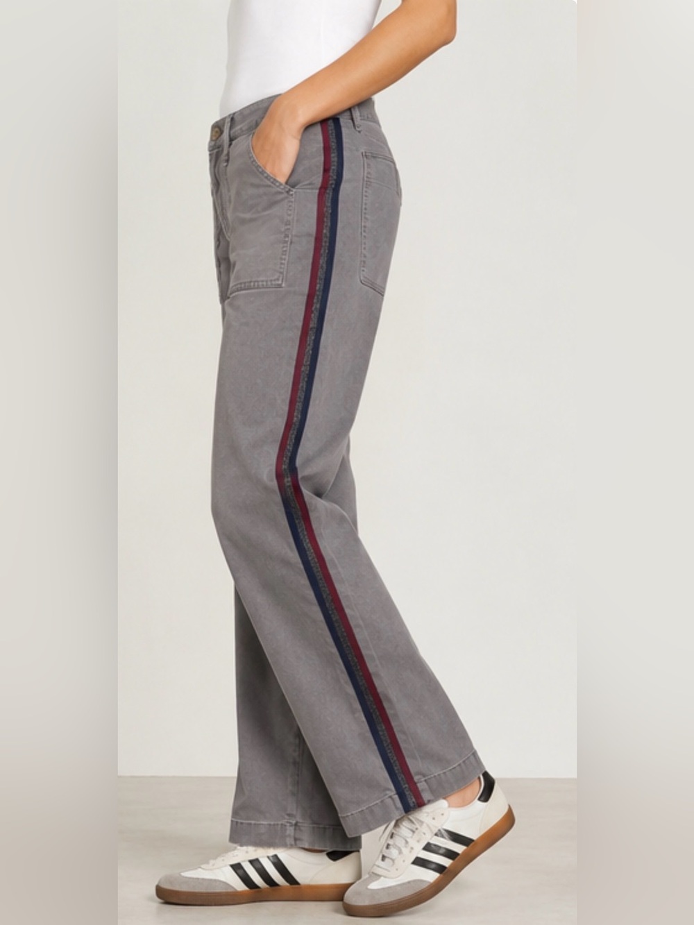 🩶 Madewell Stovepipe Side Stripe Utility Pants Gray Twill Size 30 NWT 🩶